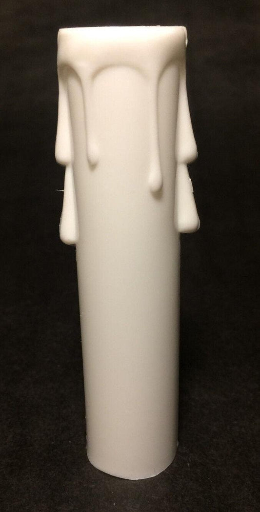New 4" WHITE PLASTIC CANDELABRA SOCKET Chandelier CANDLE COVER WITH DRIPS #CC801 - Stone Door Lamps