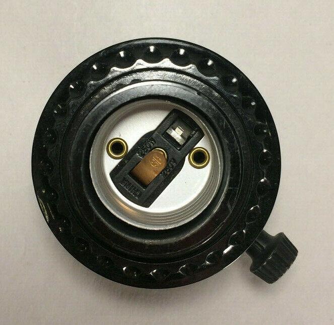 New Phenolic Bakelite 3 - Way Knob Lamp Socket With Threaded Shell and Ring #685 - Stone Door Lamps