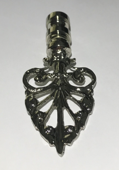New 3 3/8" Cast Metal Decorative Lamp Finial,  Nickel Finish, 1/4-27F, #LF116N