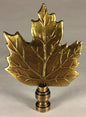 New 3 3/4" Maple Leaf Cast Metal Lamp Harp Finial w/ Antique Brass Finish LF076A