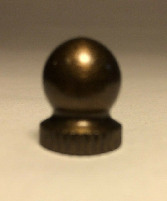 New Small Antique Brass Knob Finial For Standard Lamp Harps, 9/16" ht. #BF958A