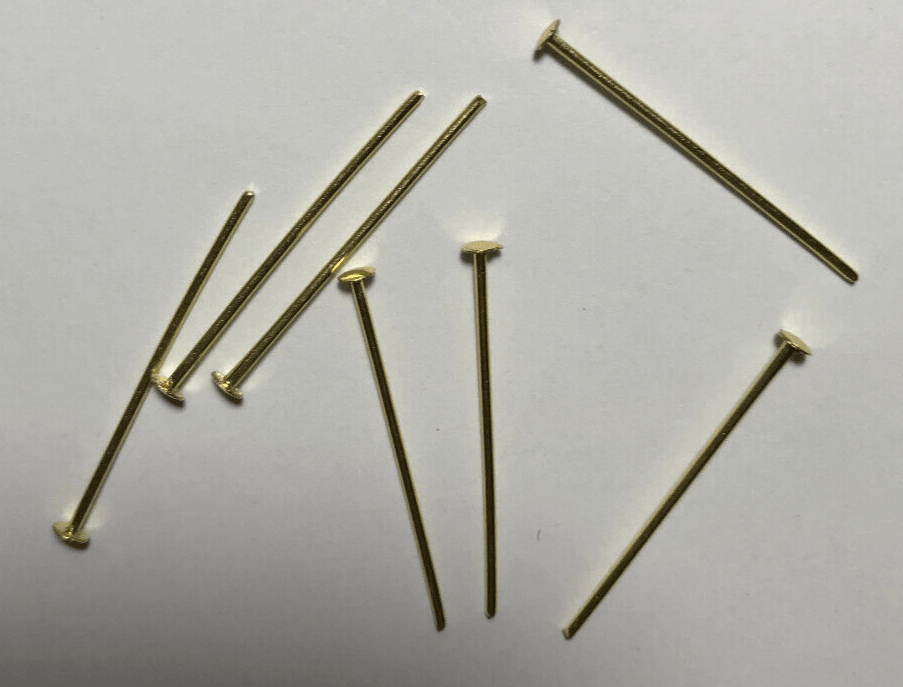 New 1" Chandelier Crystal Prism Pins With Head, Brass Finish, 1 oz., 230 pcs - Stone Door Lamps
