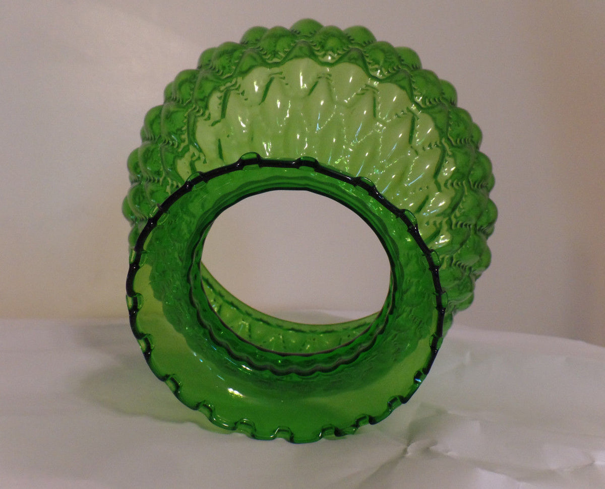 NEW 7" Diamond Quilted Dark Green Glass Oil Student Lamp Shade Crimp Top  #PS665