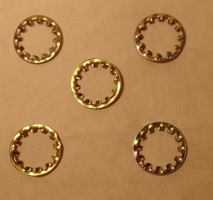 Lot of 5 Plated Steel Lock Washer, Canopy, Lamp Part 1/8 IP Slip, fits 3/8" pipe - Stone Door Lamps