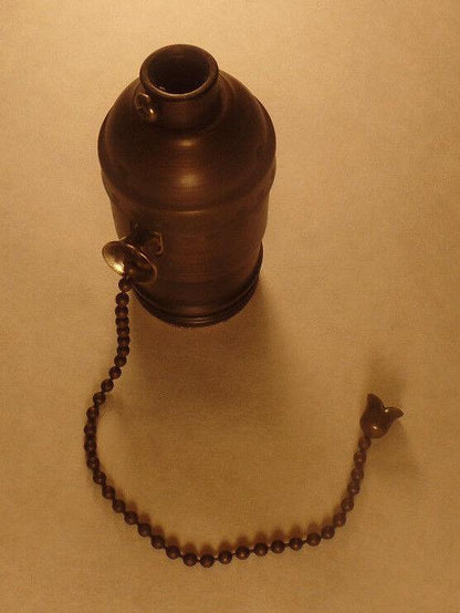 On/Off Antique Bronze Brass Pull Chain Early Electric Style Uno Lamp Socket 285B - Stone Door Lamps