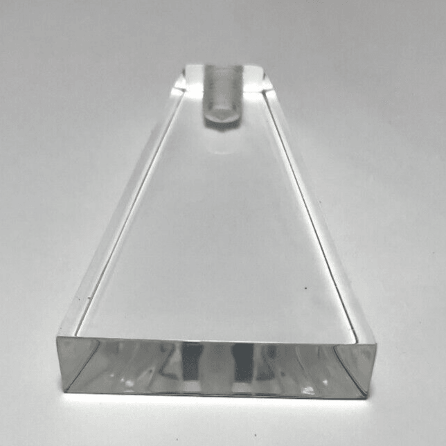 New Clear Acrylic Flat Triangle Lamp Harp Finial, 2 1/8" ht. 1/4 - 27F Tap (1/4") - Stone Door Lamps