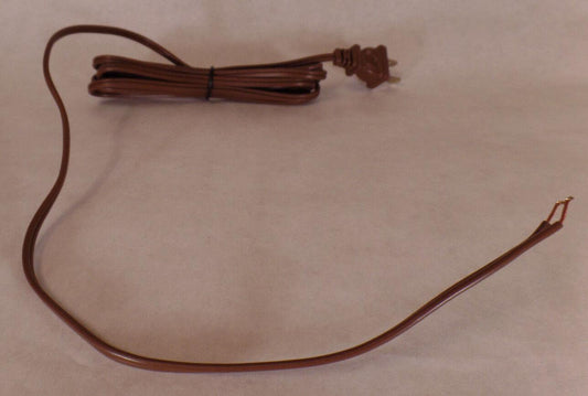 NEW 8 feet Brown 18/2 Plastic Covered Lamp Cord Plug Set SPT - 1, UL Listed #CS710 - Stone Door Lamps