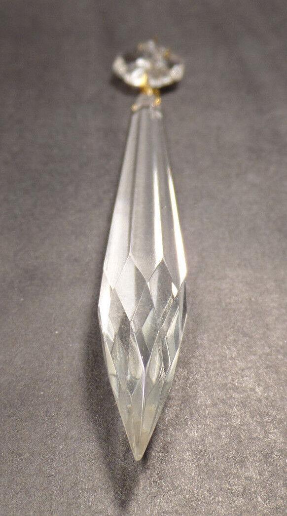 NEW 4" (100mm) LONG CLEAR CRYSTAL U - DROP PRISM W/ BRASS PINS, SOLD INDIVIDUALLY - Stone Door Lamps