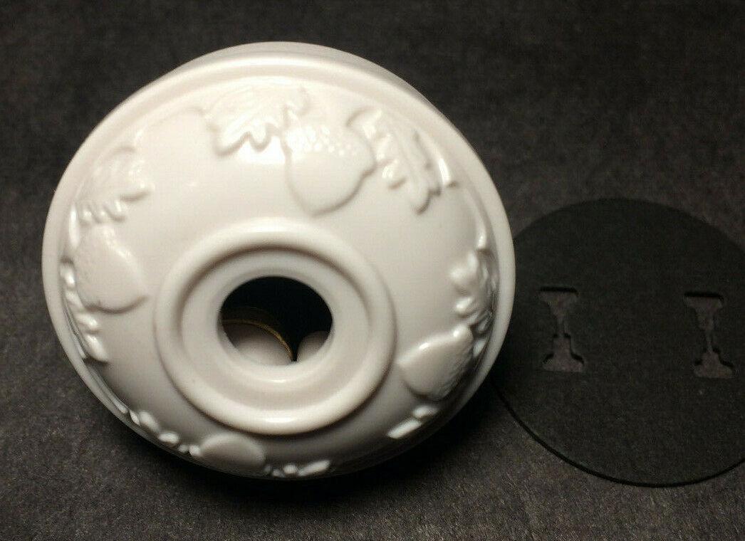 New White Acorn Early Electrical Style Lamp Plug for Antique Lamps + Insulator - Stone Door Lamps
