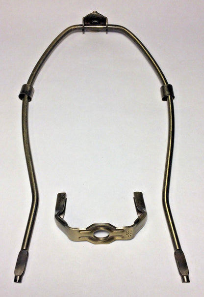 11" Antique Finish Heavy Brass Lamp HARP Shade Holder + Base for Lamp Repair