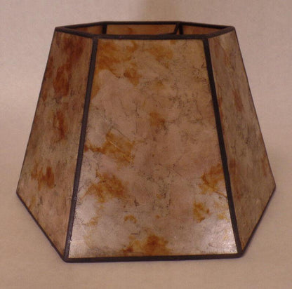7" x 12" x 7 1/2" Onyx Color Hexagon Style Mica Bridge Floor Lamp Shade #703s - Stone Door Lamps