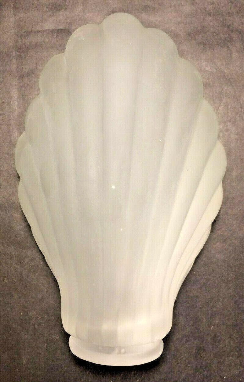 New Crystal Etched Shell Shaped Desk Lamp Fixture Shade, 2 1/4" Fitter 7.5" Long - Stone Door Lamps