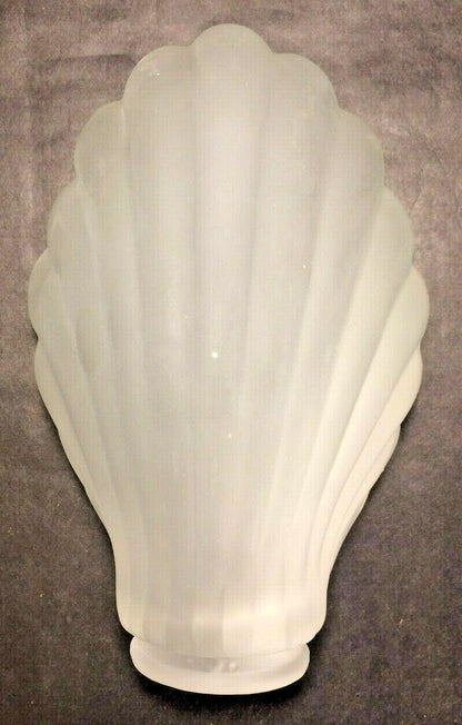 New Crystal Etched Shell Shaped Desk Lamp Fixture Shade, 2 1/4" Fitter 7.5" Long - Stone Door Lamps