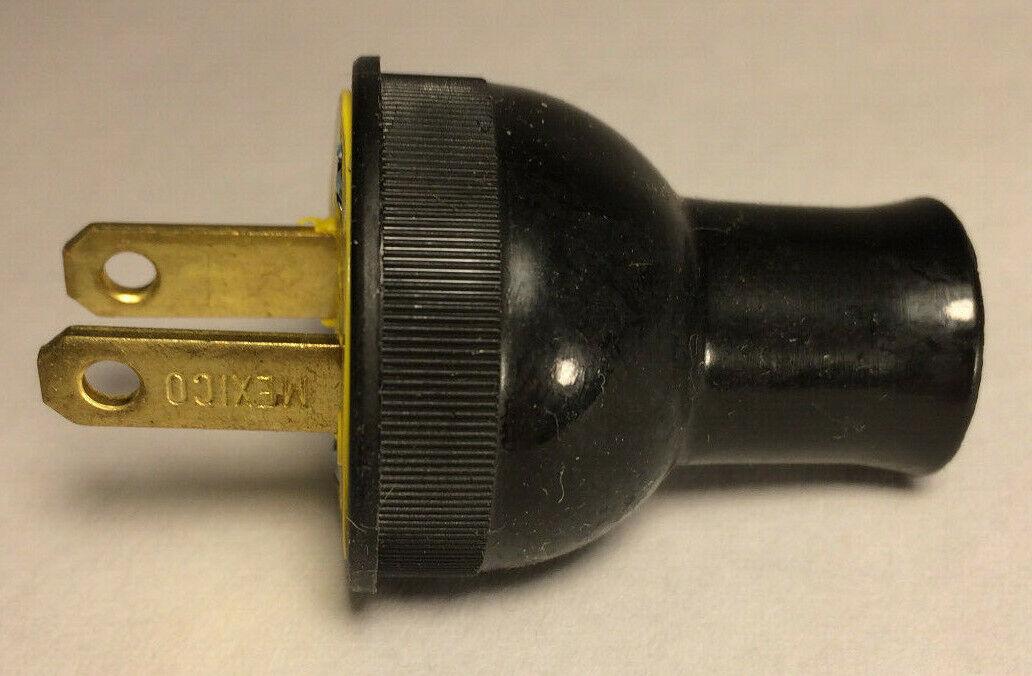 New Large Black Round Cord Plug For Large Round Wire, Cooper Brand #LP558 - Stone Door Lamps