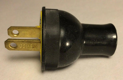 New Large Black Round Cord Plug For Large Round Wire, Cooper Brand #LP558 - Stone Door Lamps