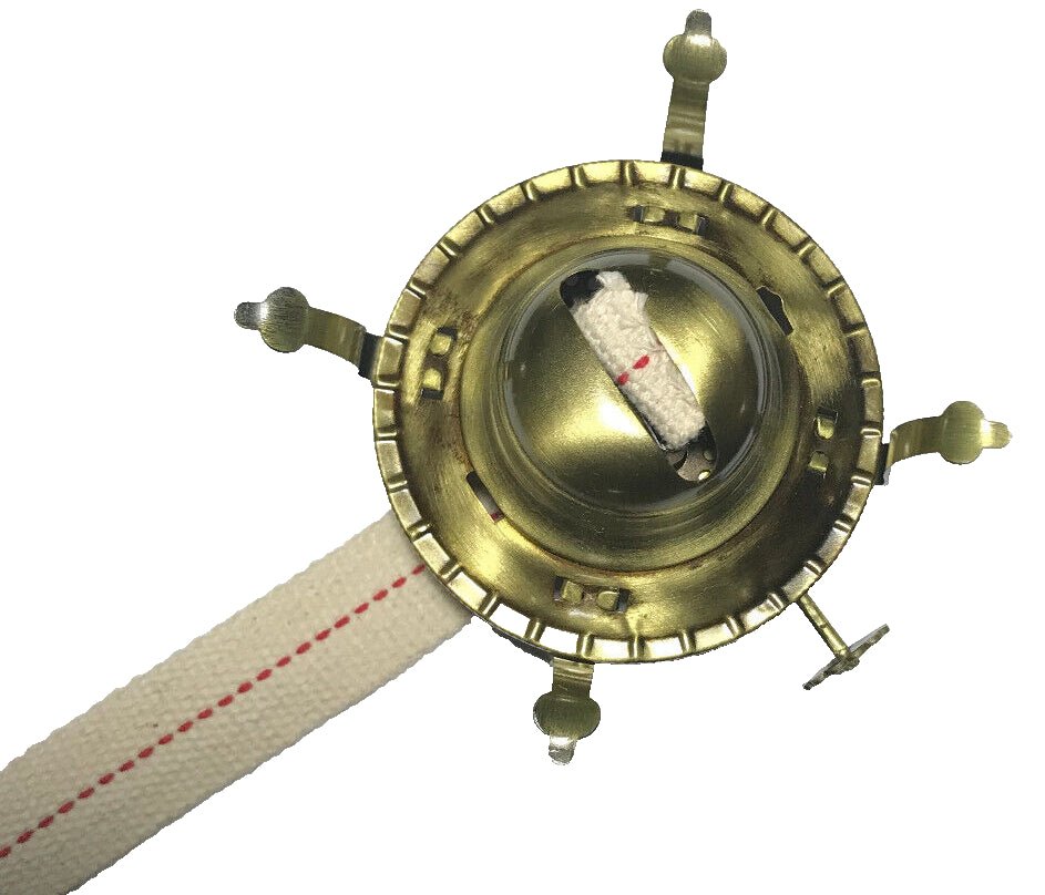 New #2 Antique Brass Finish Oil Kerosene Lamp Burner W/ Wick For 3" Base Chimney - Stone Door Lamps