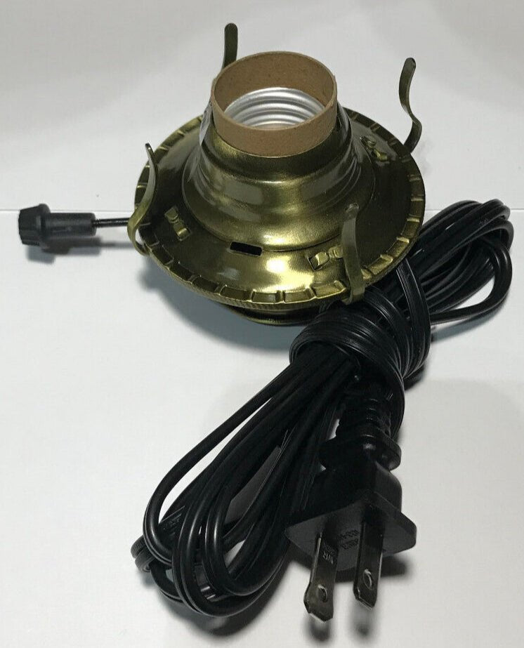 New Antique Brass Plated #2 Electric Lamp Burner With 6 ft. Black Cord #EB300BK - Stone Door Lamps