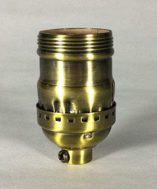 Antique Brass Short Keyless Early Electric Industrial Style Uno Lamp Socket 290A - Stone Door Lamps