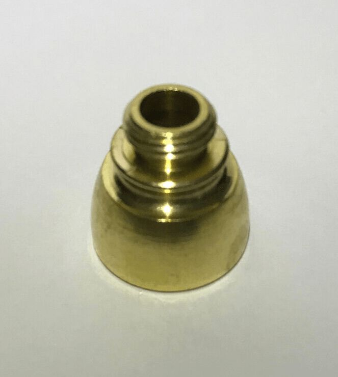 New 3/4" Unfinished Brass Cut Nozzle Adapter, 3/8F (5/8") to 1/8M (3/8") Thread - Stone Door Lamps