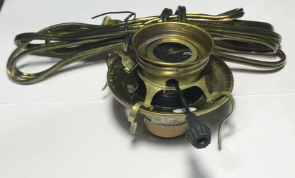 New Antique Brass Plated #2 Electric Lamp Burner With 8 ft. Antique Brass Cord - Stone Door Lamps