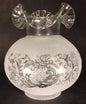 New 4" Fitter Etched Filigree Glass Gas Globe Lamp Shade w/ Crimped Top 8.5" Ht. - Stone Door Lamps