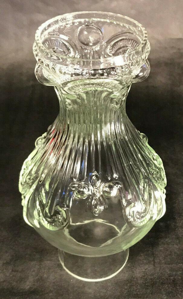 New 2 1/2" x 8 1/4" Clear Embossed Glass Princess Feather Lamp Chimney #CH007