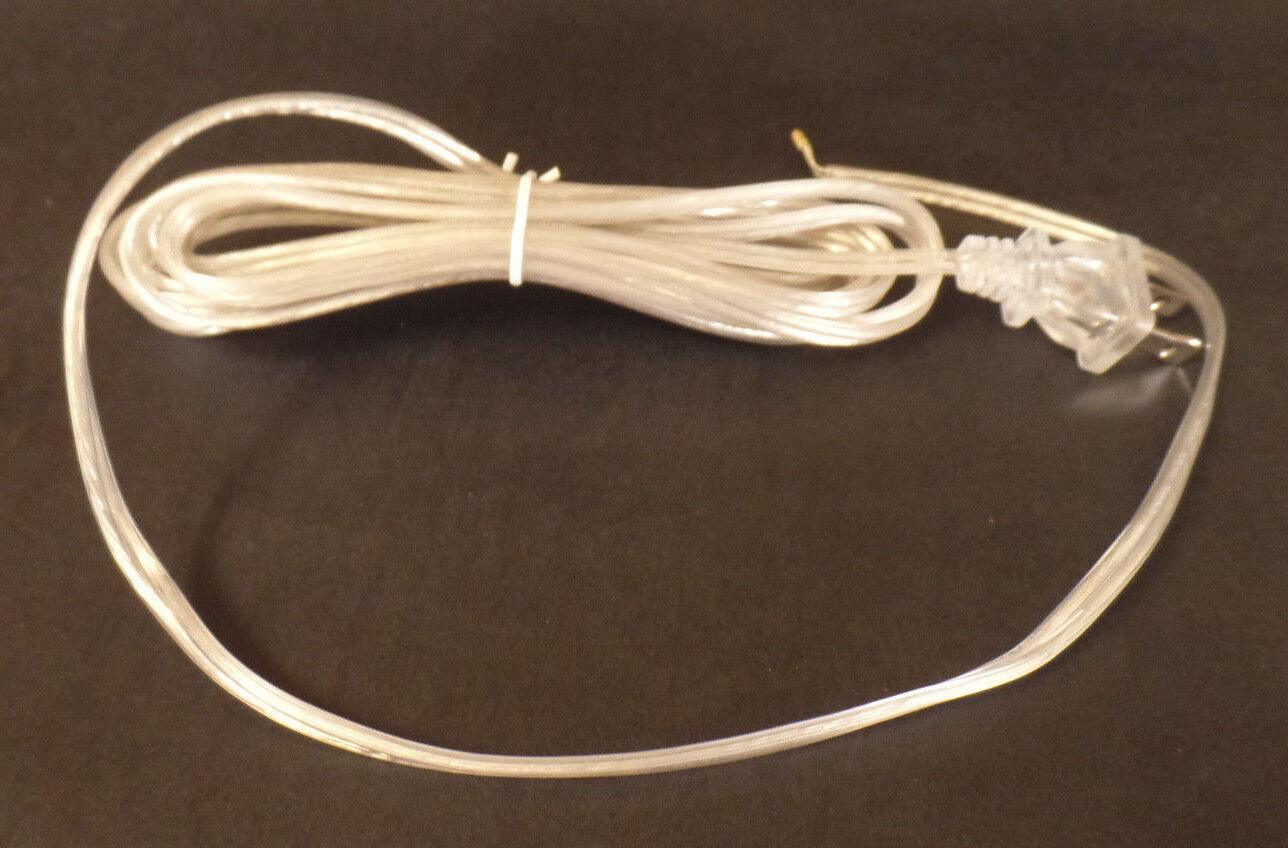 NEW 12' Clear Silver 18/2 Plastic Covered Lamp Cord Plug Set SPT - 1,U.L., #CS723 - Stone Door Lamps