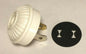 White Ribbed Embossed Early Electrical Style Plug for Antique Lamps + Insulator - Stone Door Lamps