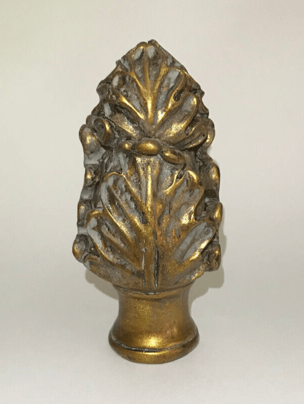 New 3 5/8" Large Acanthus Style Lamp Finial, Copper Finish, 1/4 - 27F Tap, #AF030B - Stone Door Lamps