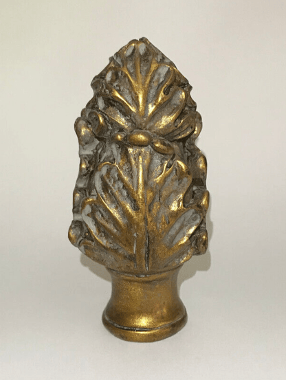 New 3 5/8" Large Acanthus Style Lamp Finial, Copper Finish, 1/4 - 27F Tap, #AF030B - Stone Door Lamps