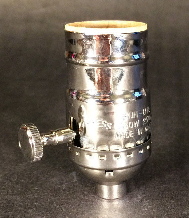 New 3-Way Turn Knob Lamp Socket Nickel Plated Solid Brass Industrial Style #273N