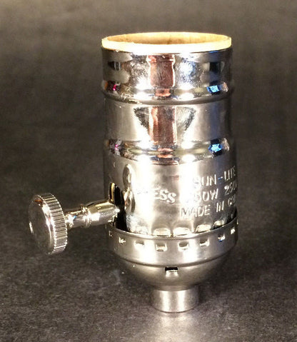 New 3-Way Turn Knob Lamp Socket Nickel Plated Solid Brass Industrial Style #273N