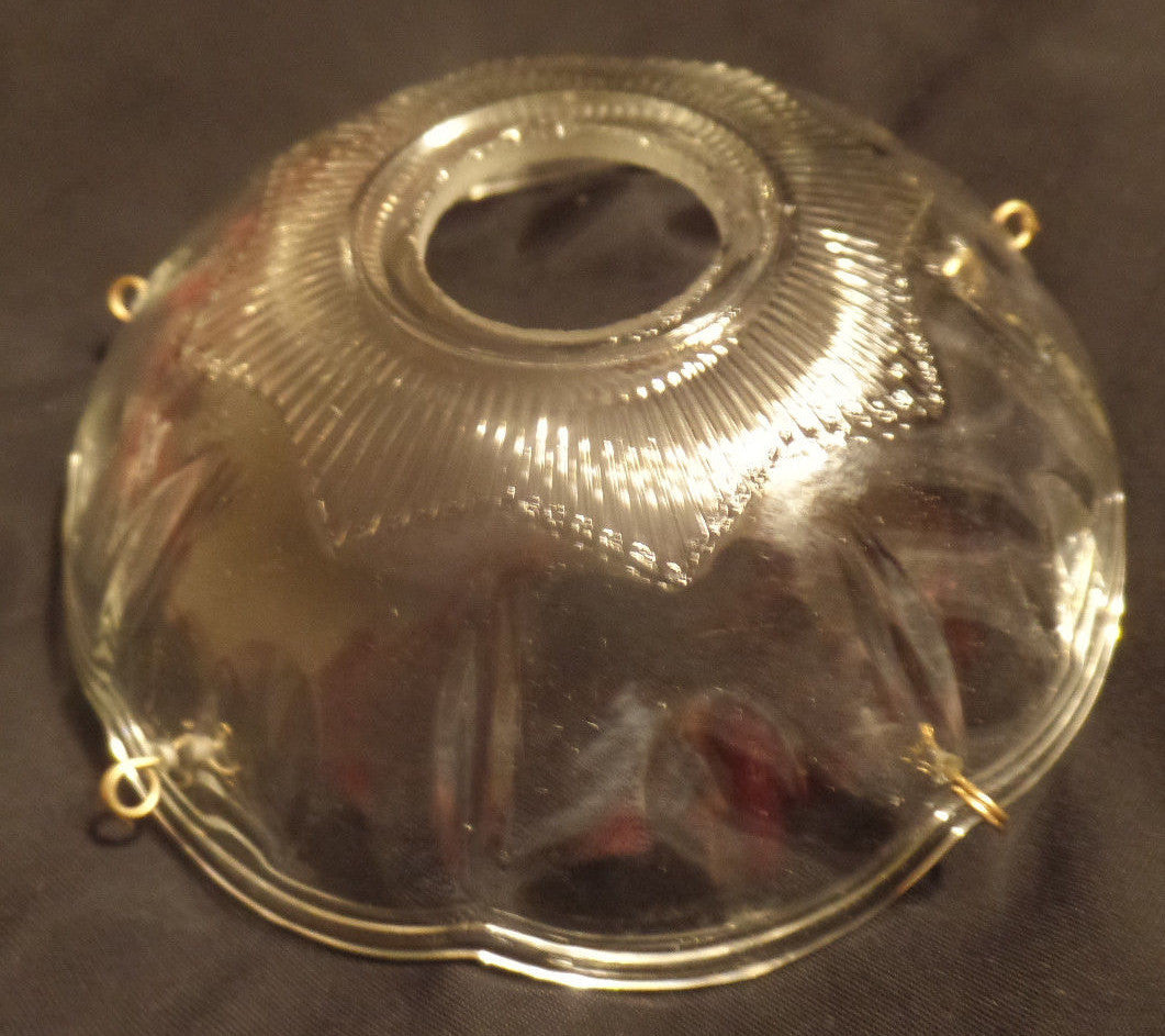 NEW 4" Pressed Glass Round Lamp Prism Chandelier Bobeche w/ 5 Brass Pins #BB902
