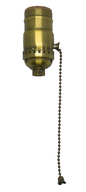 New On/Off Pull Chain Lamp Socket, Solid Brass, Antique Brass Finish #SO286A