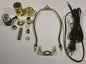 Table Lamp Wiring Kit With 7" Brass Plated Harp, 3 Way Socket, 8 ft. Brown Cord
