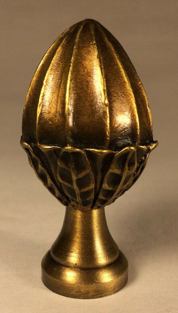 New 2 1/8" Acorn Cast Metal Lamp Harp Finial w/ Antique Brass Finish, #LF074A - Stone Door Lamps
