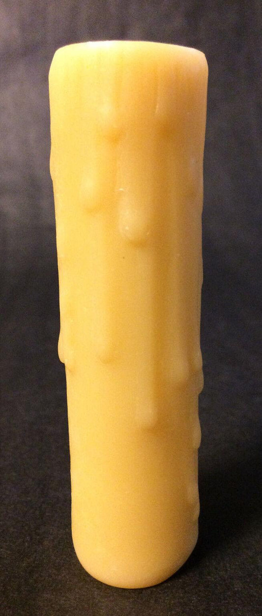4" Tan Gold PolyBeesWax Chandelier Candelabra Candle Cover with DRIPS CC910G - Stone Door Lamps