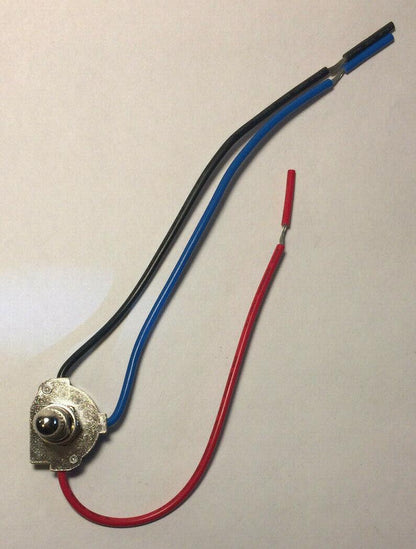 New 3 - Way Nickel Rotary Switch, 2 Circuit, 5/8" Shank, 6" Long Wire Leads RS408N - Stone Door Lamps