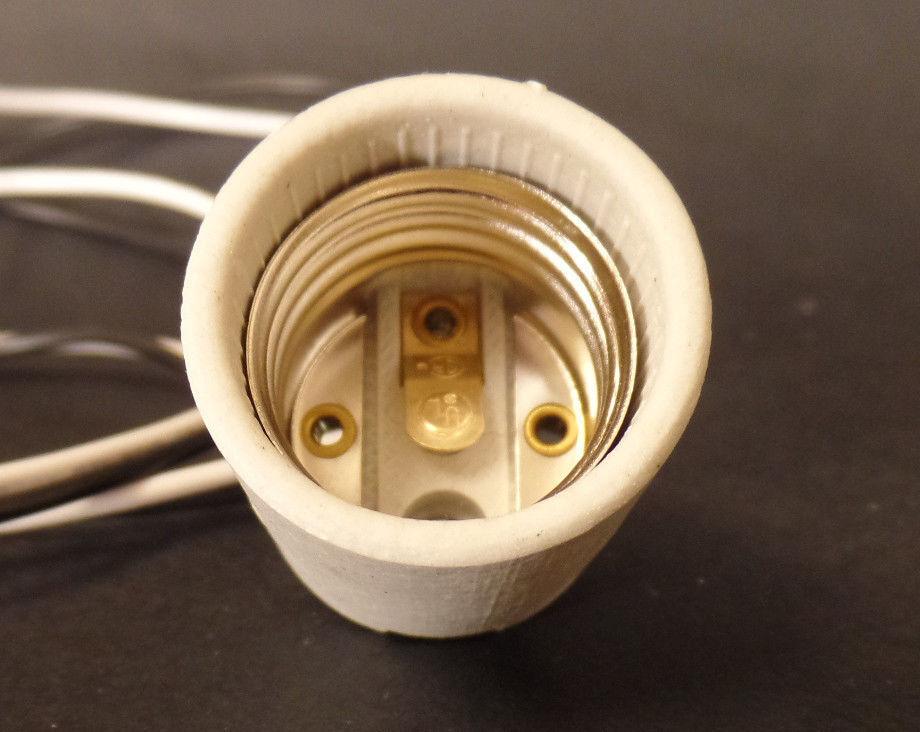 New Keyless Medium Base E26 Porcelain Socket With 42" Lead Wires And Hickey #L42 - Stone Door Lamps