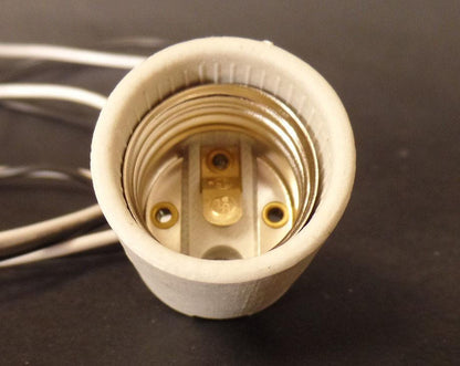 New Keyless Medium Base E26 Porcelain Socket With 42" Lead Wires And Hickey #L42 - Stone Door Lamps