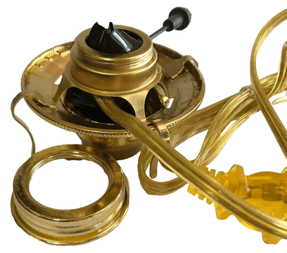 New Brass Plated #2 Electric Lamp Burner With 6 ft. Gold Cord #EB206 - Stone Door Lamps
