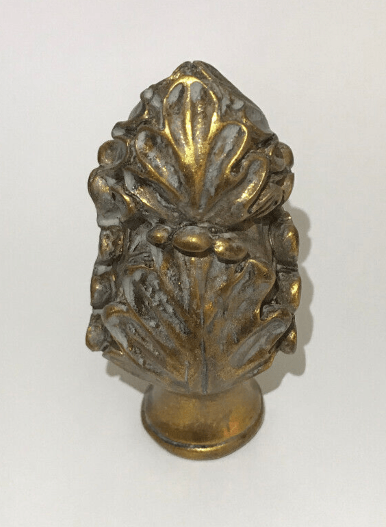 New 3 5/8" Large Acanthus Style Lamp Finial, Copper Finish, 1/4 - 27F Tap, #AF030B - Stone Door Lamps
