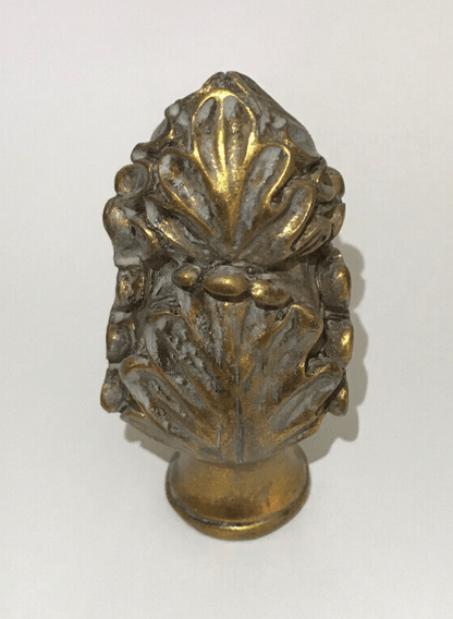 New 3 5/8" Large Acanthus Style Lamp Finial, Copper Finish, 1/4 - 27F Tap, #AF030B - Stone Door Lamps