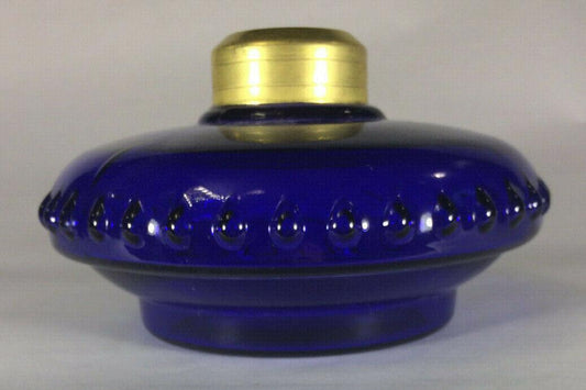 New Cobalt Blue Glass Oil Lamp Font For Cast Iron Wall Bracket No. 2 Collar #103 - Stone Door Lamps
