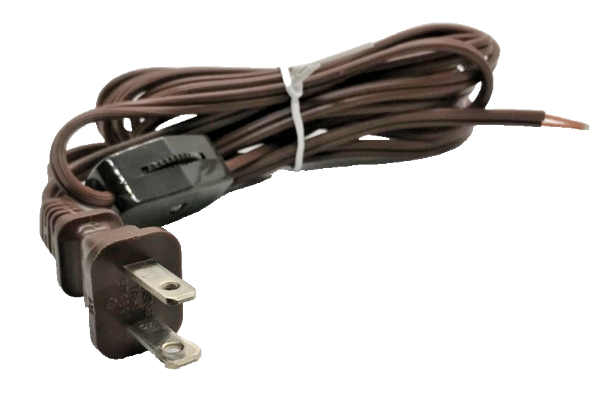 New 8 Foot Brown 18/2 Plastic Covered Lamp Cord Set SPT-1 w/ Rotary Switch CS750