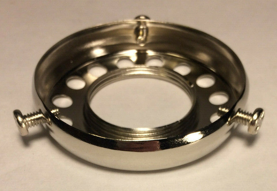 New 2 1/4" Fitter Screw-on Uno-type Brass Shade Holder Nickel Finish #SHH86N