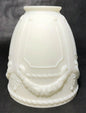 New Satin White Early Style Embossed Wreath Fixture Shade, 2 1/4" Fitter, #FS407 - Stone Door Lamps