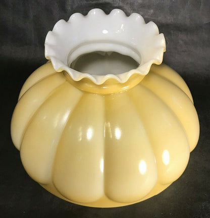 New 10" Melon Student Lamp Shade Opal Glass, Buff Nu-Gold Tint, Crimp Top SH537G