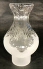 New 3" x 8 1/2" Clear & Frosted Embossed Glass Princess Feather Lamp Chimney