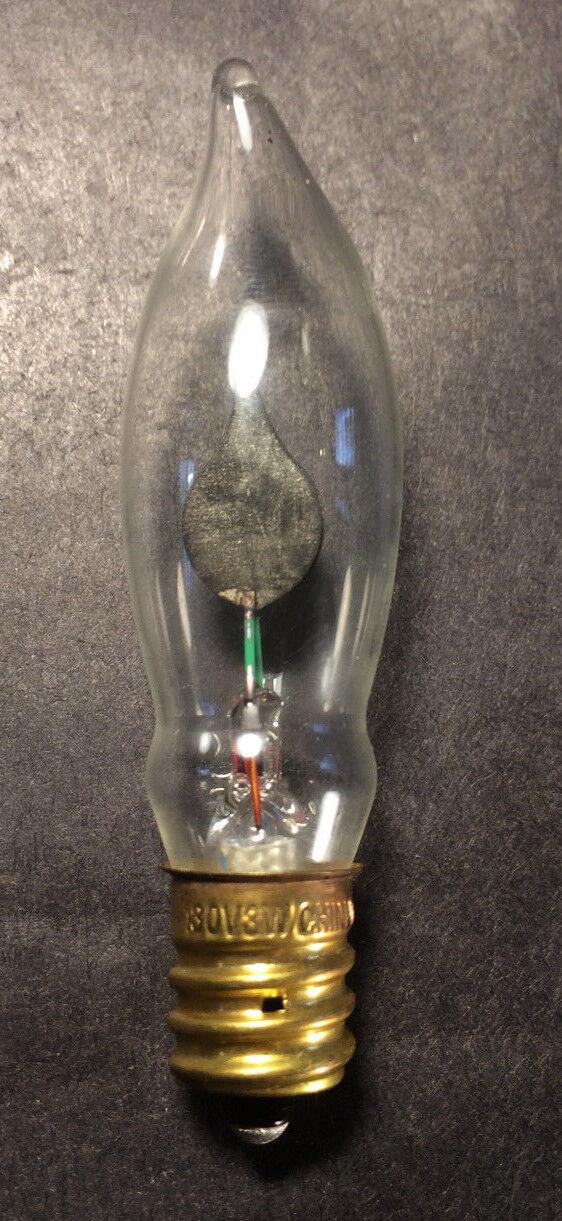5 PACK FLICKER FLAME CLEAR LIGHT BULBS 3w CA - 5 CANDELABRA BASE FIRE 1500 HOURS - Stone Door Lamps